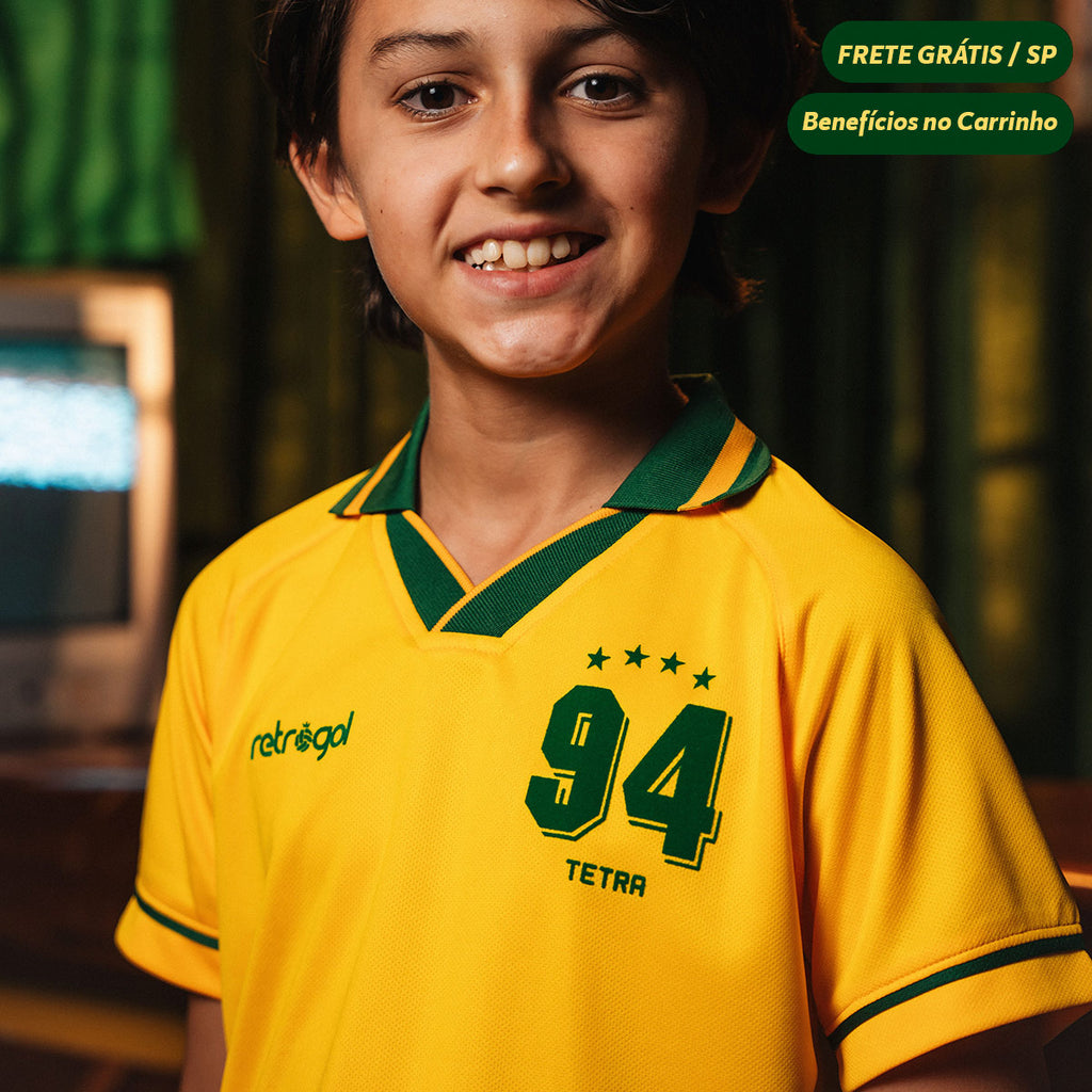Camisa Brasil 1994 RetrÃ´ Infantil Juvenil
