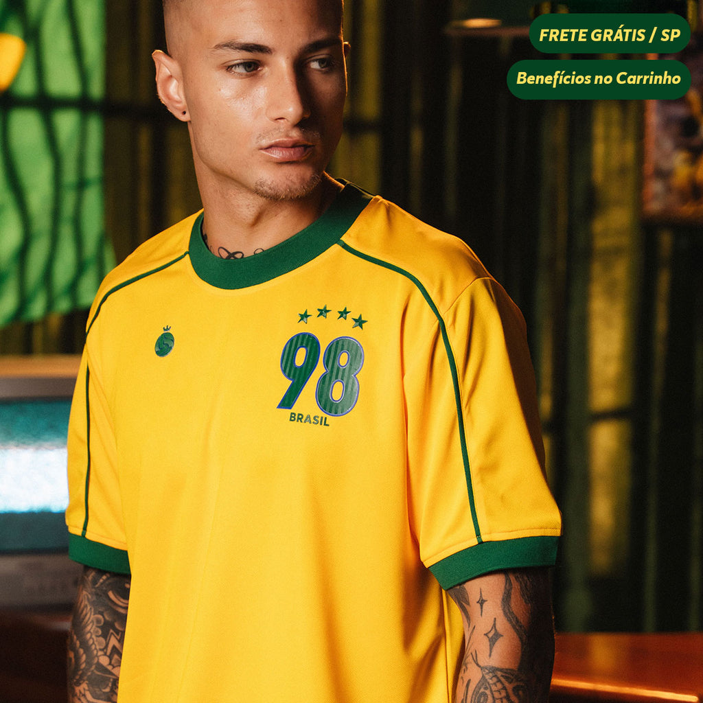 Camisa Brasil 1998 RetrÃ´ Masculina
