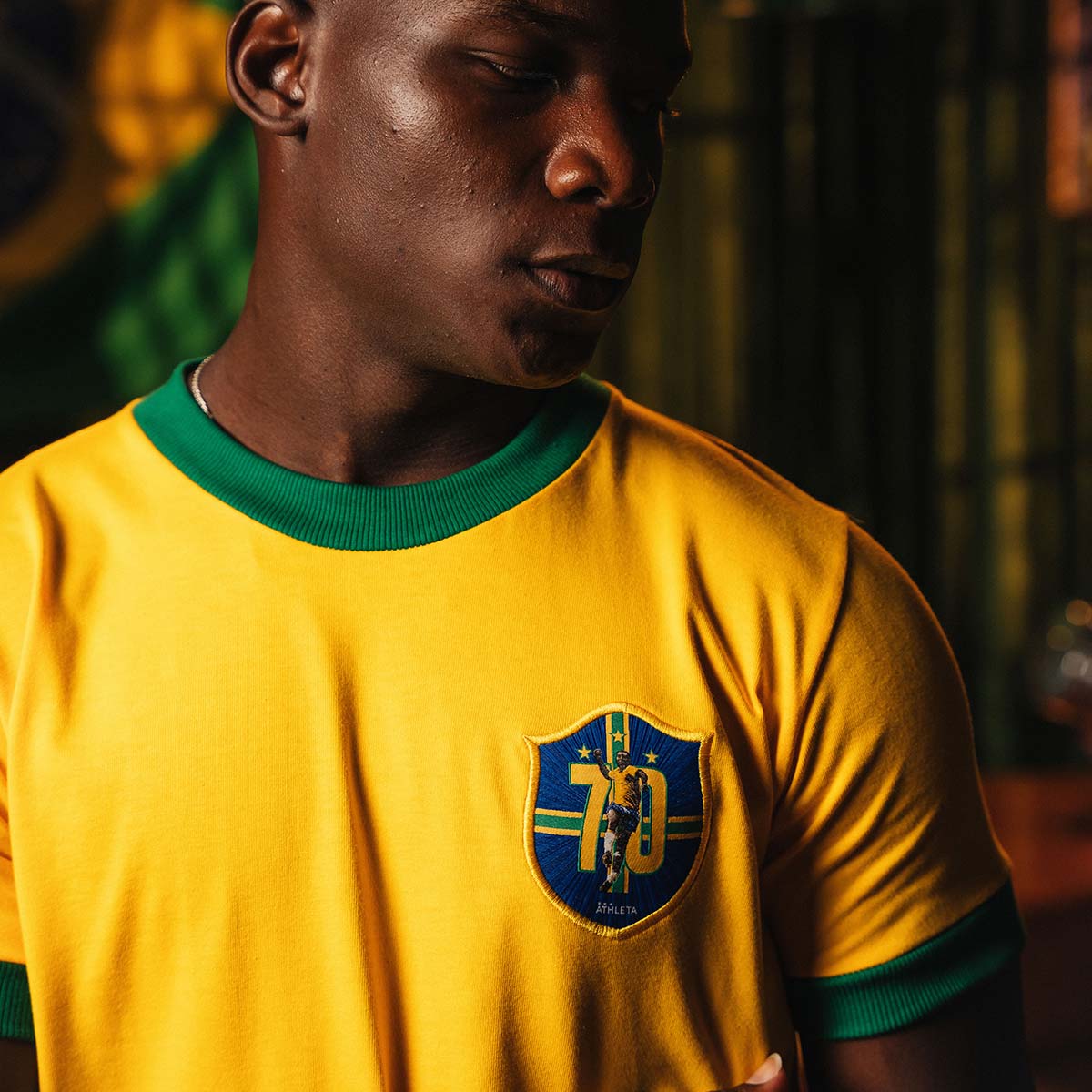 Camisa Brasil RetrÃ´ PelÃ© 1970 Masculina