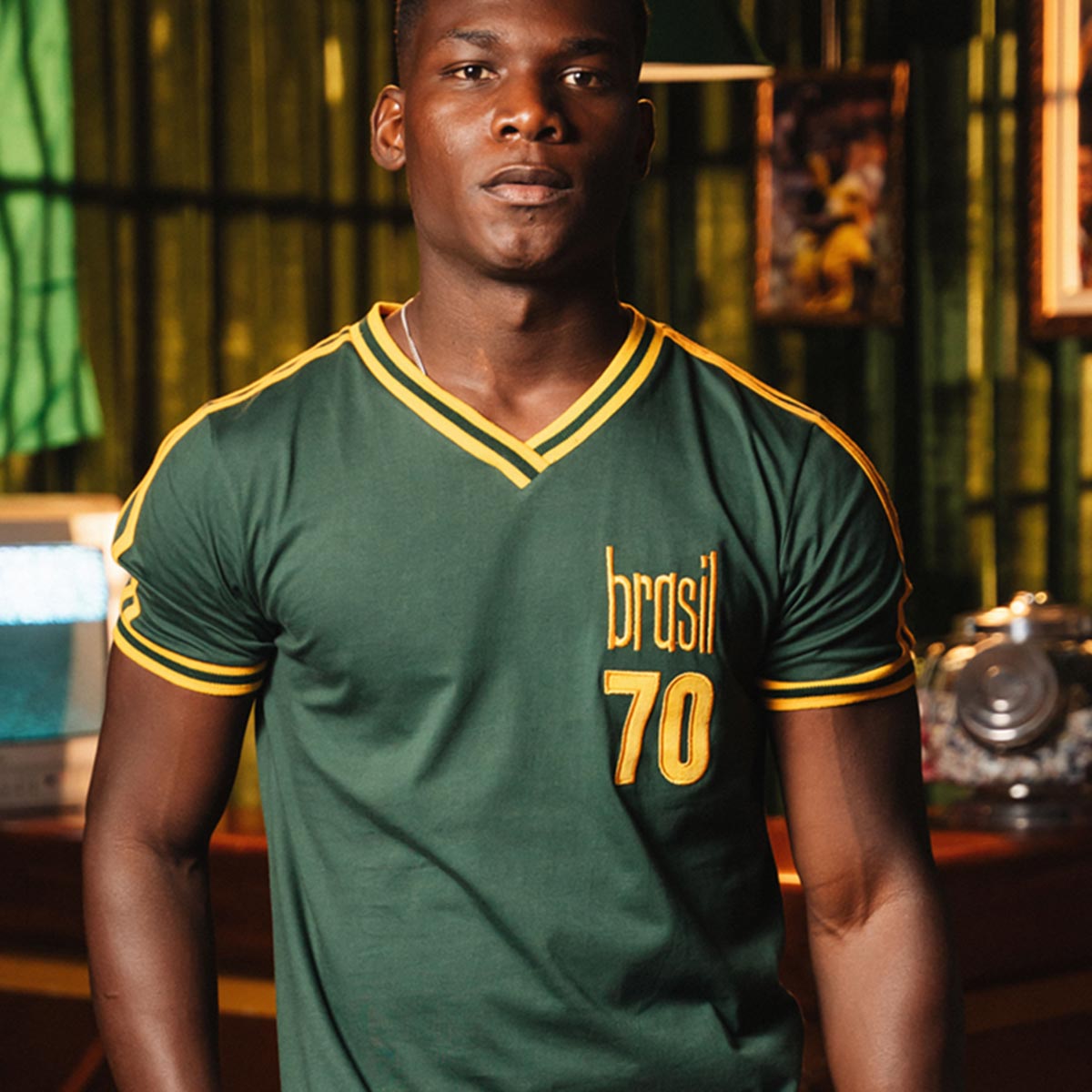 Camisa Brasil PelÃ© RetrÃ´ Treino 1970  Masculina