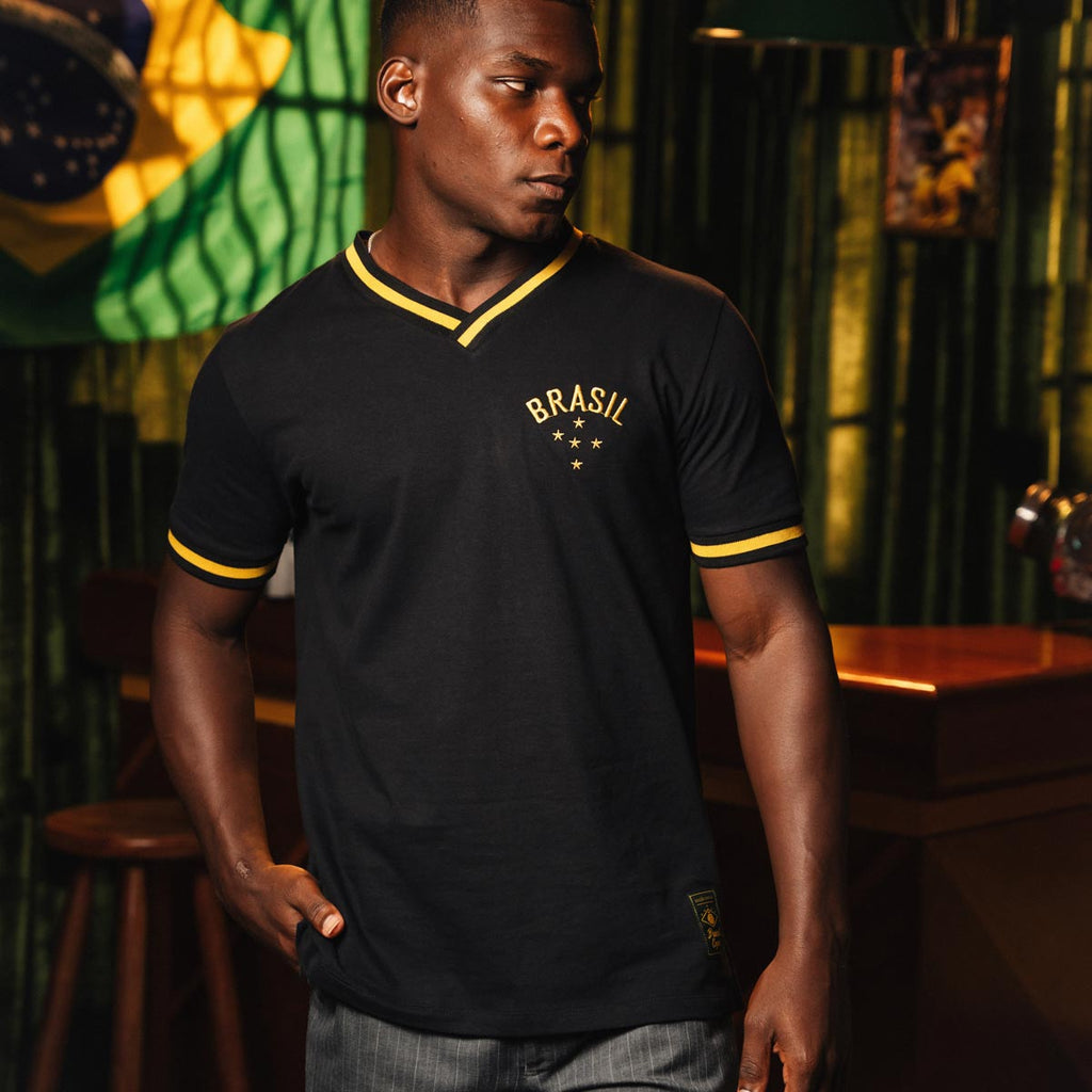 Camisa Brasil RetrÃ´ Preta Masculina