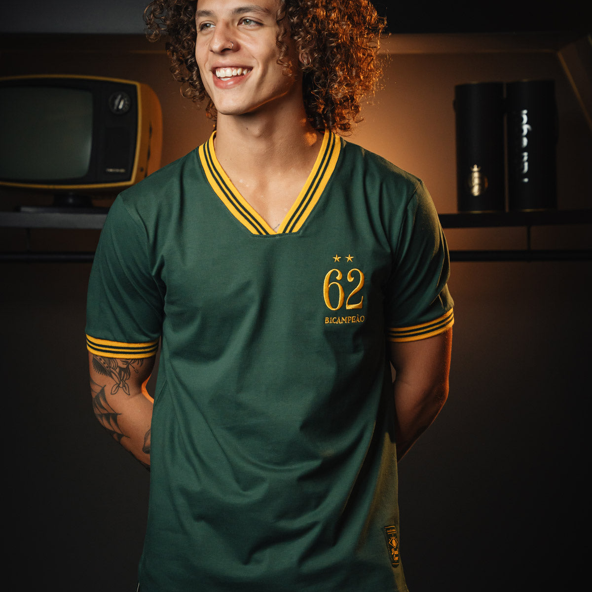 Camisa Brasil RetrÃ´ 1962 Verde Masculina