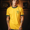 Camisa Brasil RetrÃ´ 1970 Amarelo Masculina