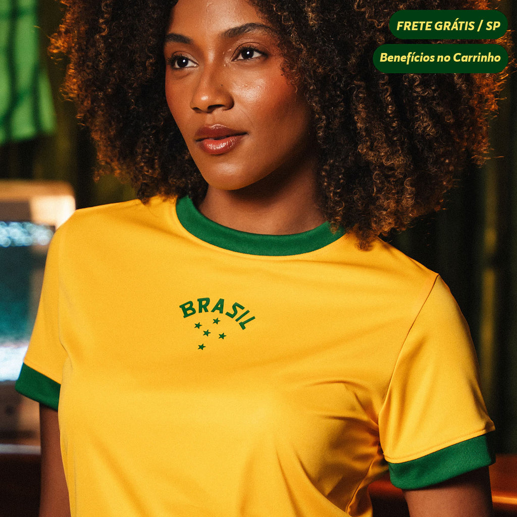 Camisa Brasil Urban Dry Amarela Feminina