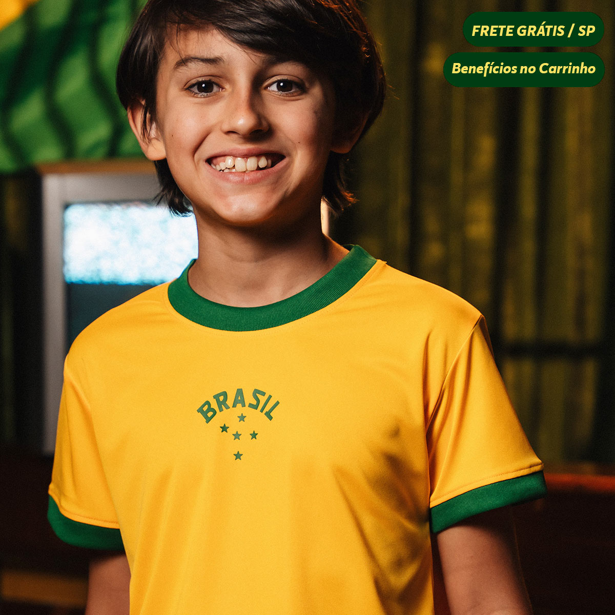 Camisa Brasil Urban Dry Amarela Infantil Juvenil