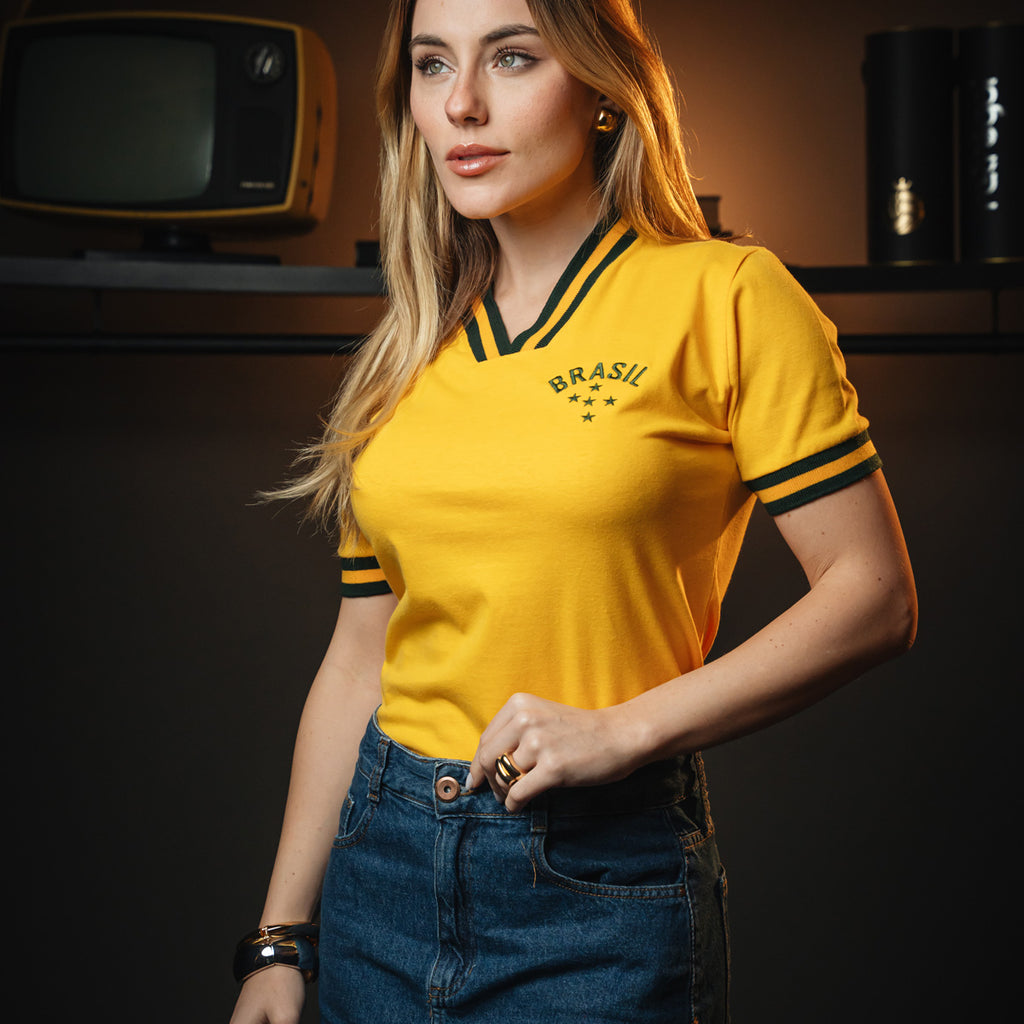 Camisa Cropped Copa Brasil Amarela